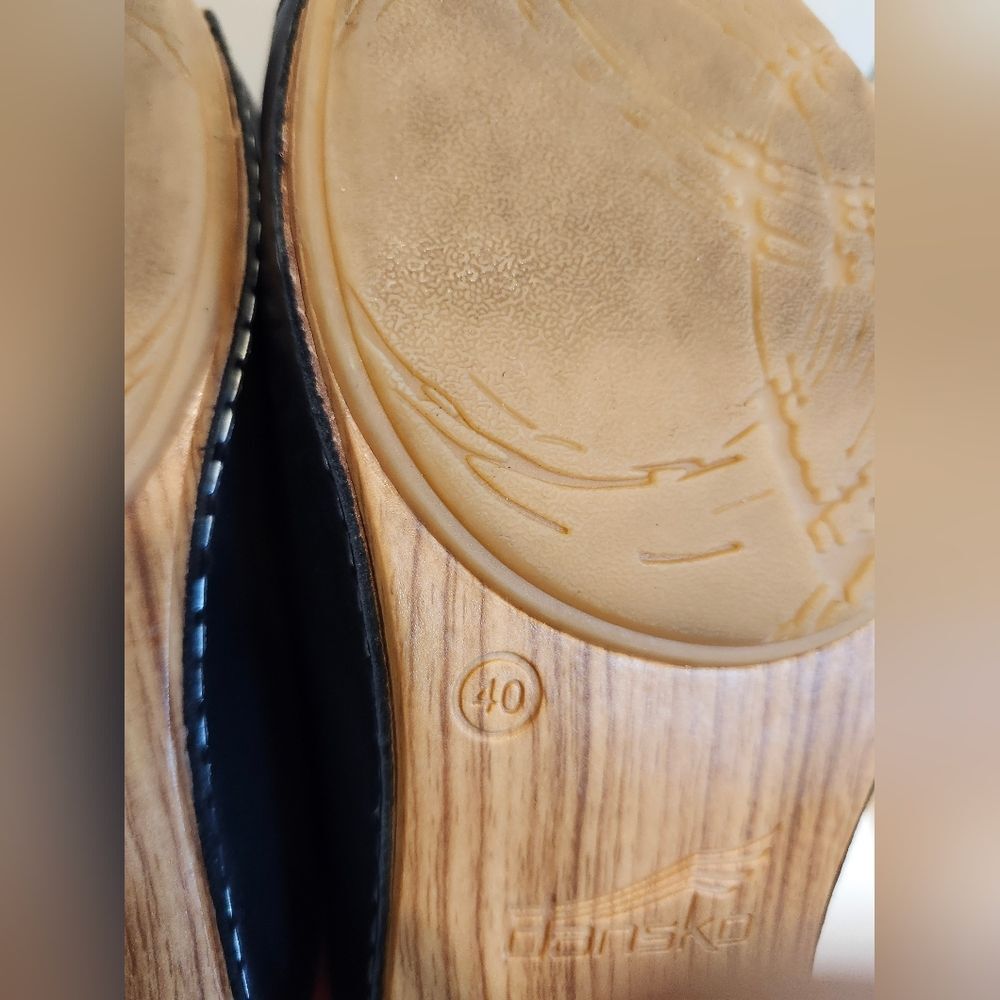 Dansko "Maci" Black Leather Open Toe Slip-on Clogs Sz.10/40 Ret.$155 - Picture 10 of 11